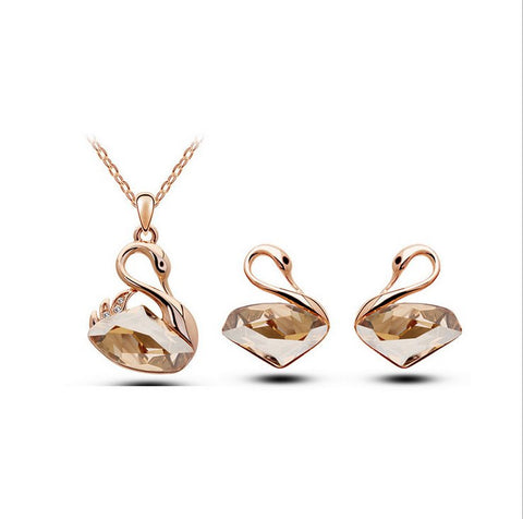 Jewelry Set - Swan Necklace And Earrings Set