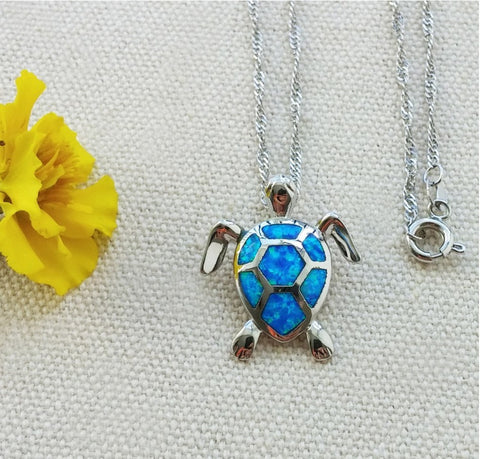 Necklace - Blue Opal Sea Turtle Necklace