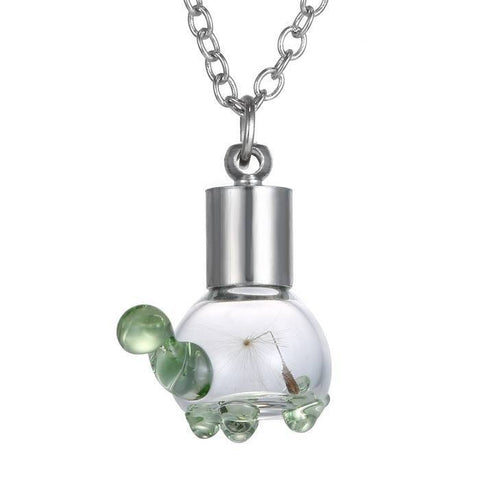 Necklace - Cute Green Crystal Turtle