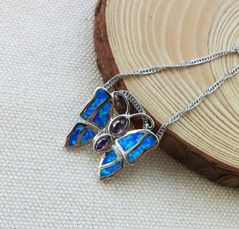 Necklace - Fire Opal Butterfly Necklace