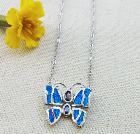 Necklace - Fire Opal Butterfly Necklace