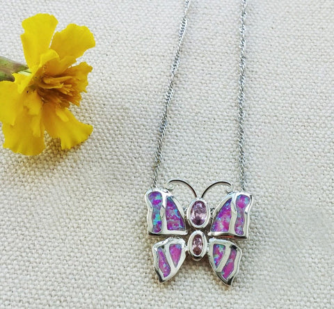 Necklace - Fire Opal Butterfly Necklace