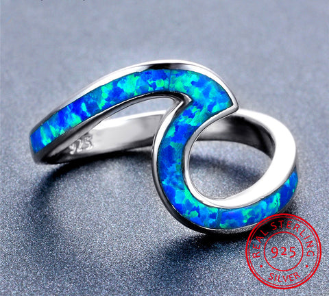 Sterling Silver Ocean™ Opal Wave Ring