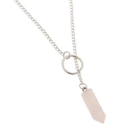 Pink Stone Drop Necklace