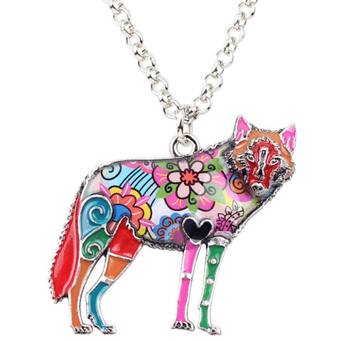 Multicolor Wolf Necklace