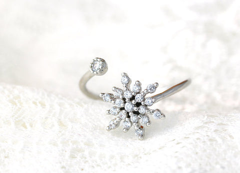 Snowflake Crystal Rhinestone Ring