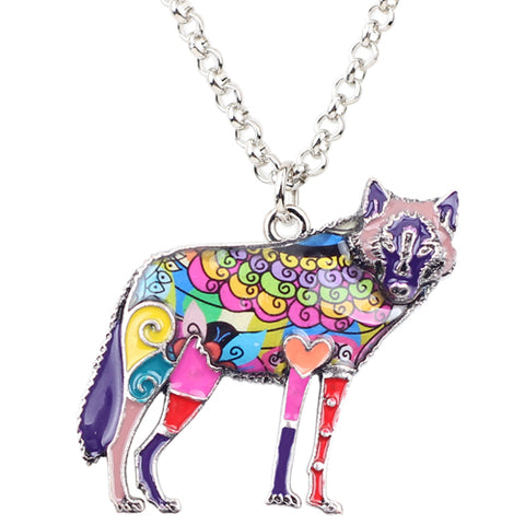 Multicolor Wolf Necklace