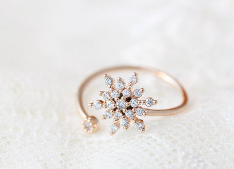 Snowflake Crystal Rhinestone Ring