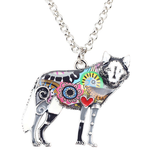 Multicolor Wolf Necklace