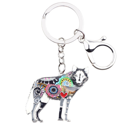 Multicolor Wolf Keychain