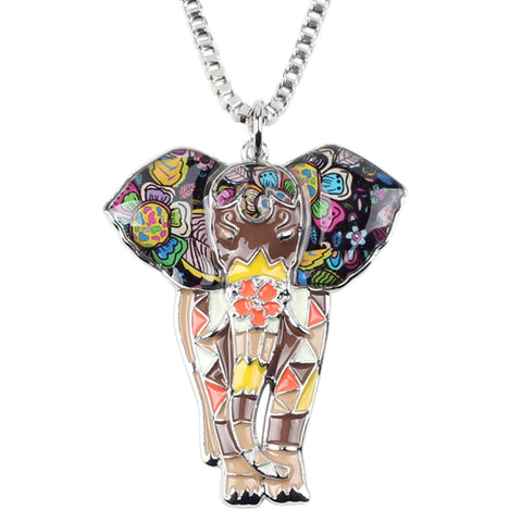 Multicolor Big Elephant Necklace