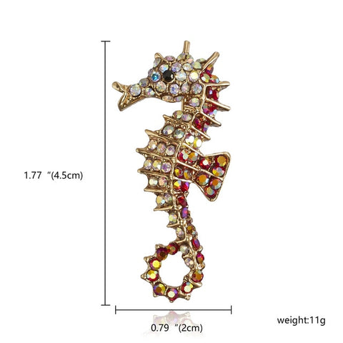 Red Seahorse Brooch
