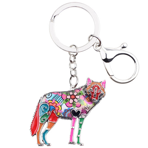 Multicolor Wolf Keychain