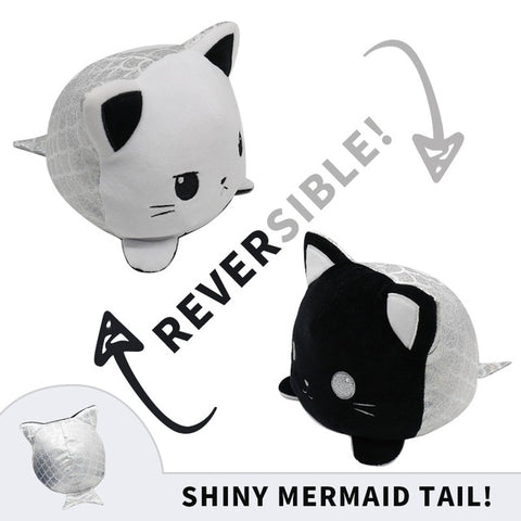 Reversible Cat Plush (grey-black double sided flip plush)