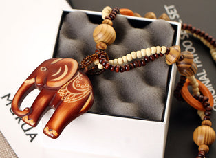 Wood Elephant Necklace