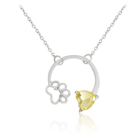 Paw Birthstone Necklace