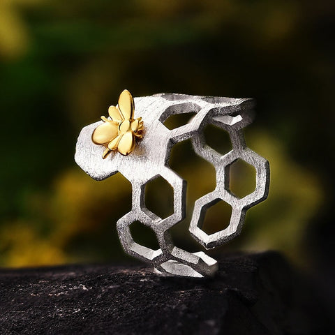 925 Sterling Silver Bee Ring