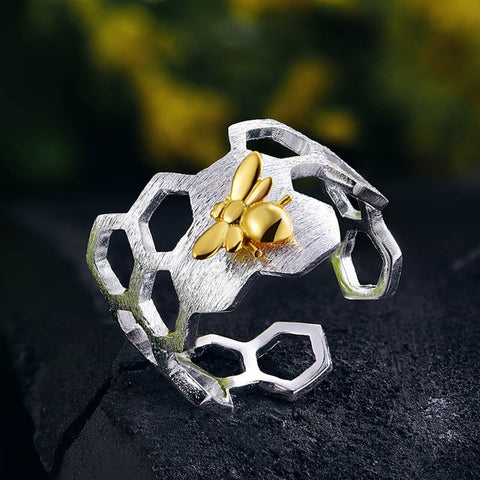 925 Sterling Silver Bee Ring