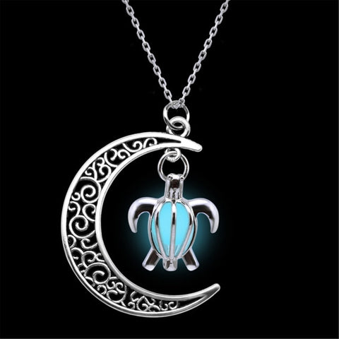 Moon and Turtle Glow in the Dark Necklace