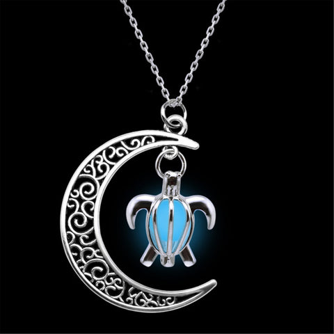 Moon and Turtle Glow in the Dark Necklace