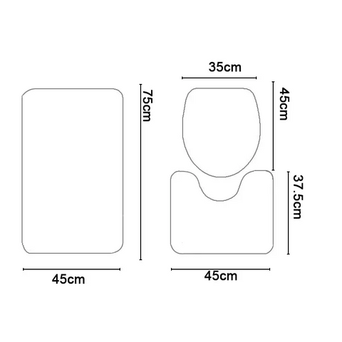 3pcs/set Ocean Toilet Carpet