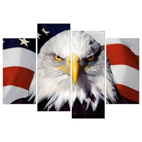 4 Panels Eagle Wall Canvas