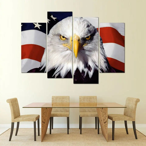 4 Panels Eagle Wall Canvas