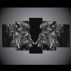 5 Panel Roaring Lions Wall Canvas
