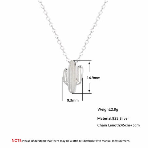 925 Sterling Silver Cactus Necklace