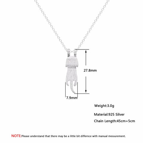 925 Sterling Silver Lovely Cat Necklace