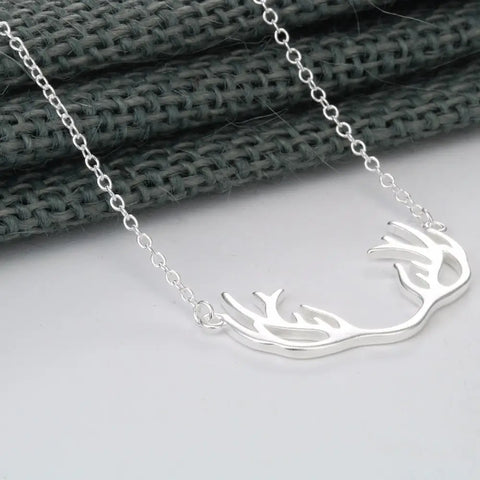 925 Sterling Silver Lovely Deer Antler Necklace