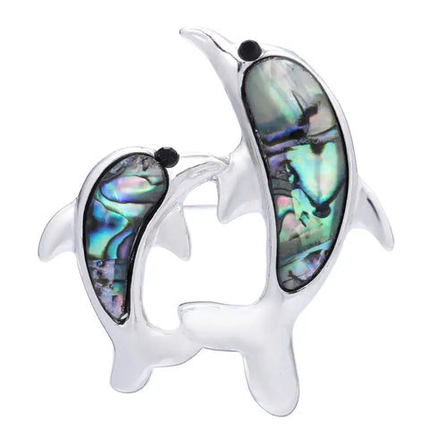 Abalone Shell Dolphin Brooch