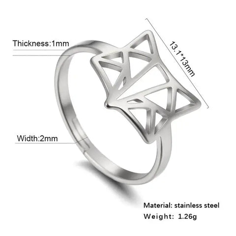 Anillos de zorro de Animal salvaje hueco para mujer, anillos abiertos para dedos ajustables de acero inoxidable, joyería de aniversario de boda|Anillos|