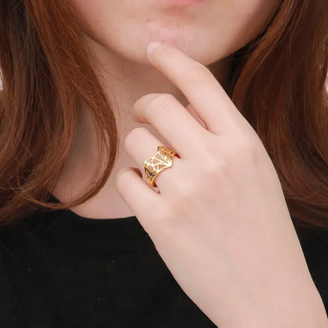 Anillos de zorro de Animal salvaje hueco para mujer, anillos abiertos para dedos ajustables de acero inoxidable, joyería de aniversario de boda|Anillos|