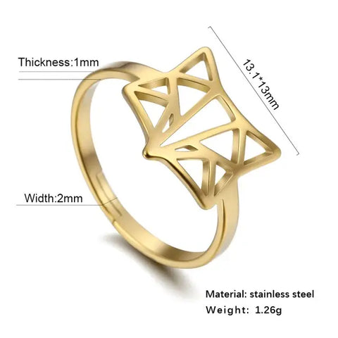 Anillos de zorro de Animal salvaje hueco para mujer, anillos abiertos para dedos ajustables de acero inoxidable, joyería de aniversario de boda|Anillos|