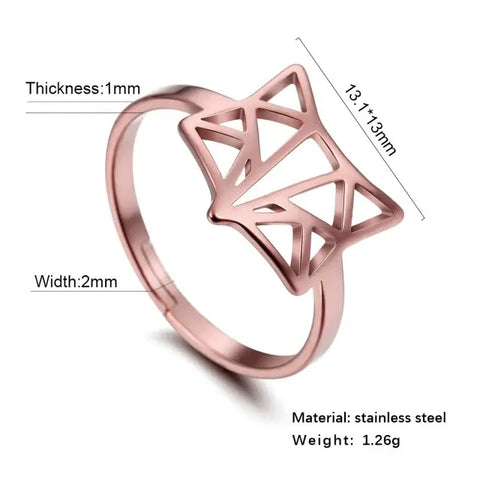 Anillos de zorro de Animal salvaje hueco para mujer, anillos abiertos para dedos ajustables de acero inoxidable, joyería de aniversario de boda|Anillos|