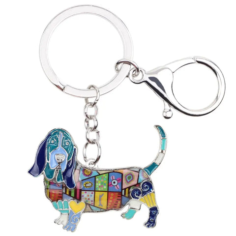 Basset Hound Multicolor Keychain