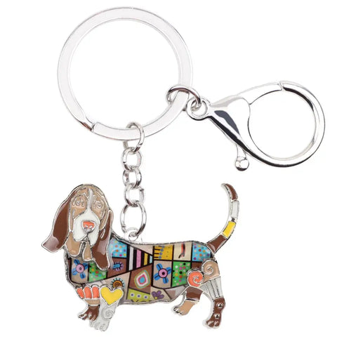 Basset Hound Multicolor Keychain