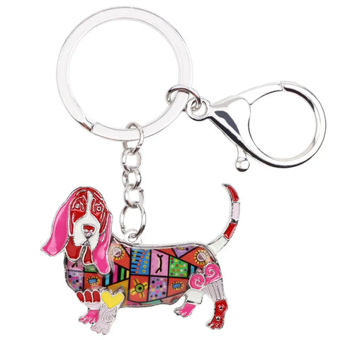 Basset Hound Multicolor Keychain