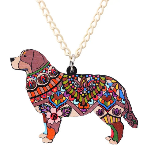 Bernese Mountain Dog Acrylic Necklace