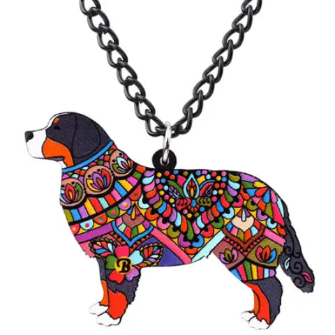 Bernese Mountain Dog Acrylic Necklace