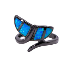 Black Whale Tail Opal Ring