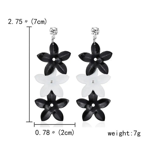 Black & White Flower Earrings