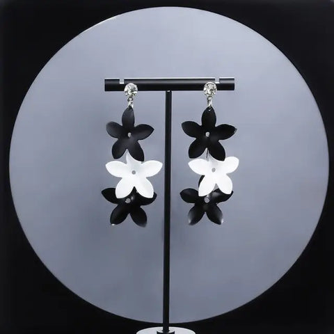 Black & White Flower Earrings