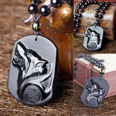 Black Wolf Obsidian Necklace