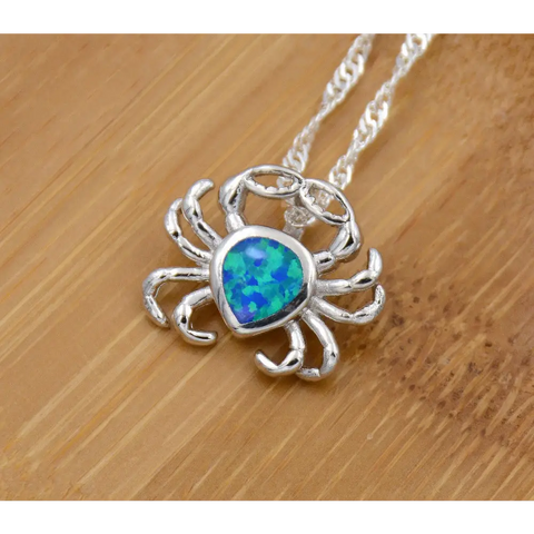 Blue Opal Crab Necklace
