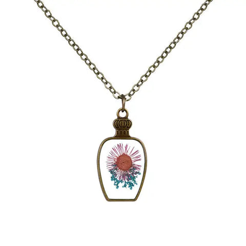 Bottle Shaped Big Flower Necklace