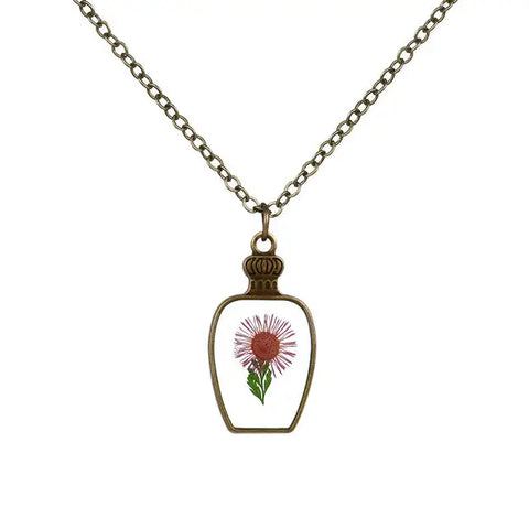 Bottle Shaped Big Flower Necklace