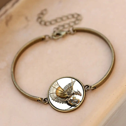 Bronze Dragon Round Cameo Bracelet