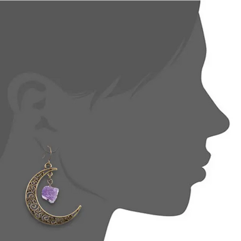 Bronze Moon Crystal Earrings